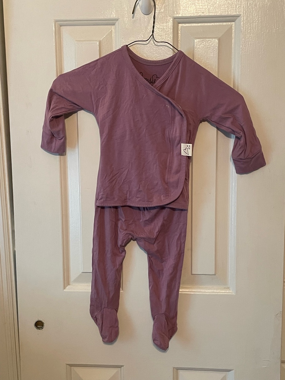 Onzie Kids Mauve Wrap-Front Footed One-Piece